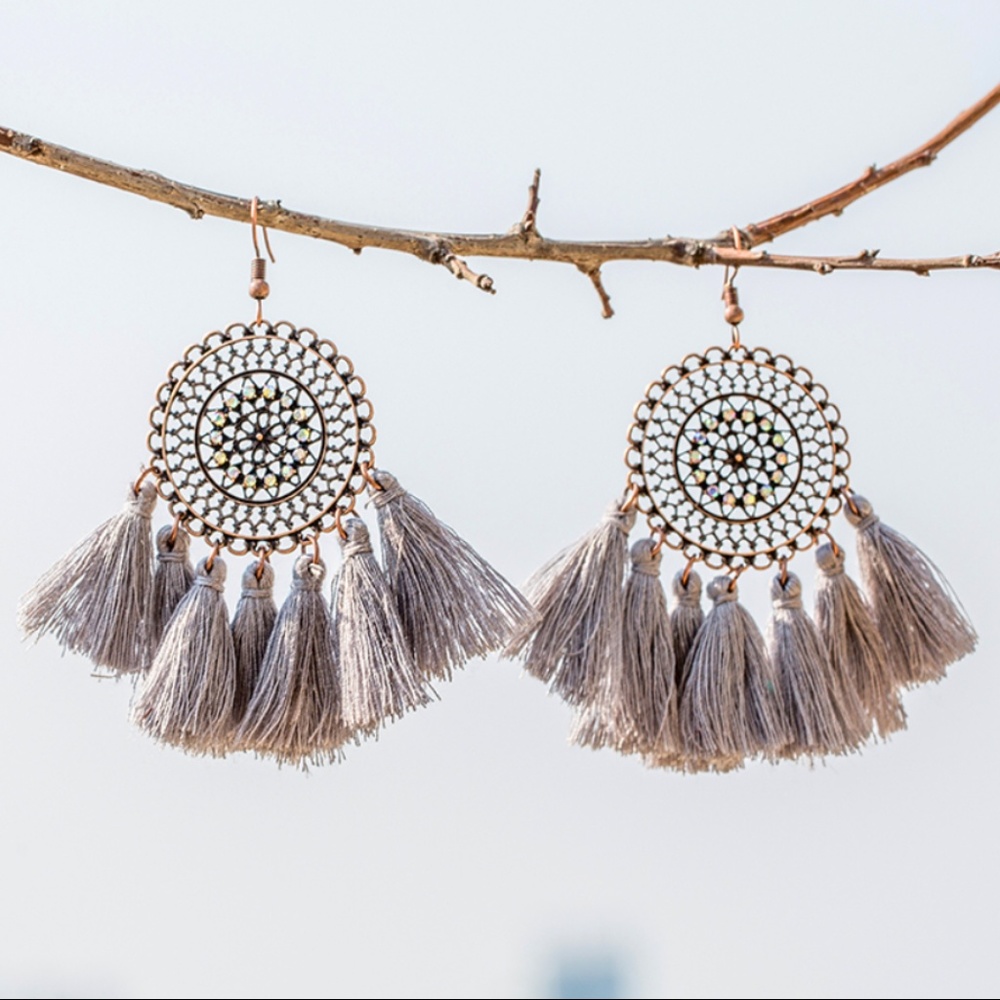 Taupe tassel earrings